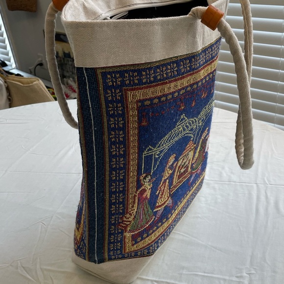 Indian needle point shoulder tote, unique piece - Picture 6 of 7